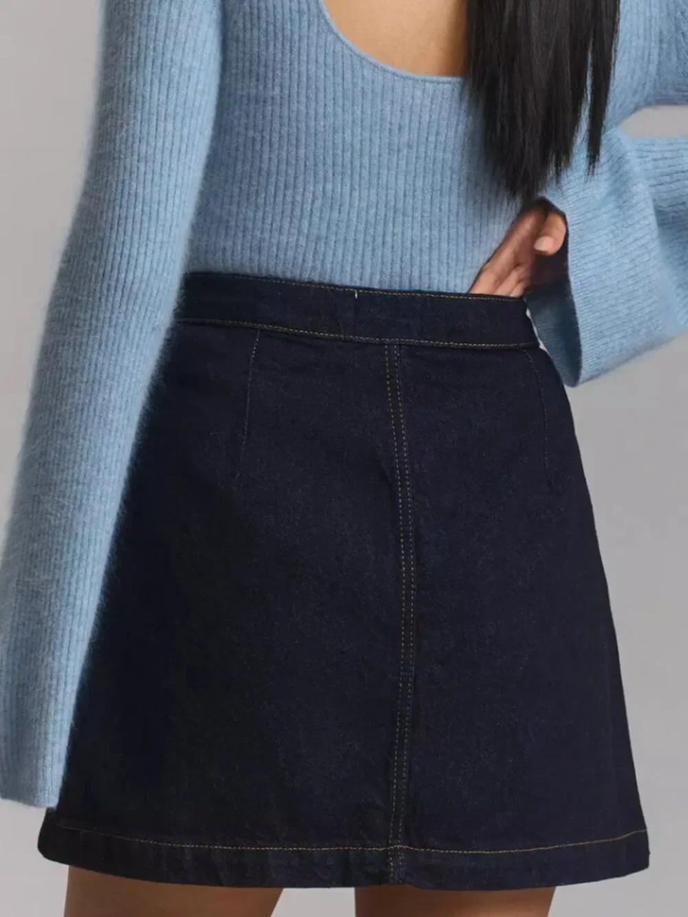 Reformation Amara High Rise Denim Mini Skirt Dark Blue 28